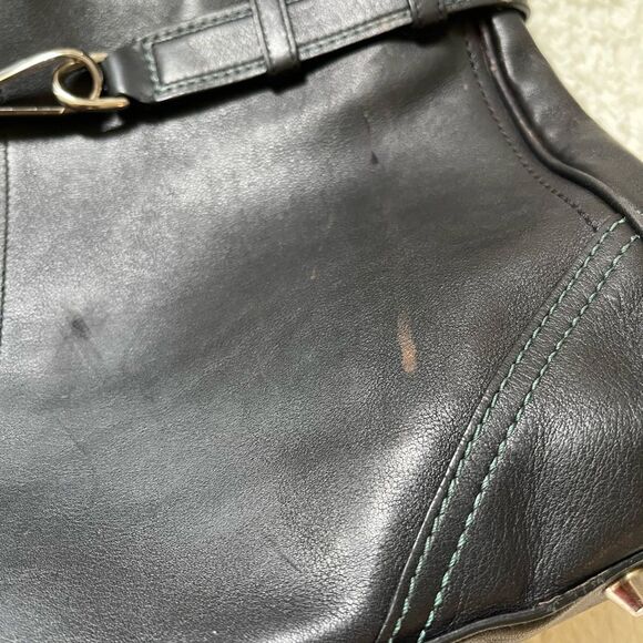 COACH HAMPTON soft Leather Black Medium Satchel with silver tone accents . - Picture 13 of 15